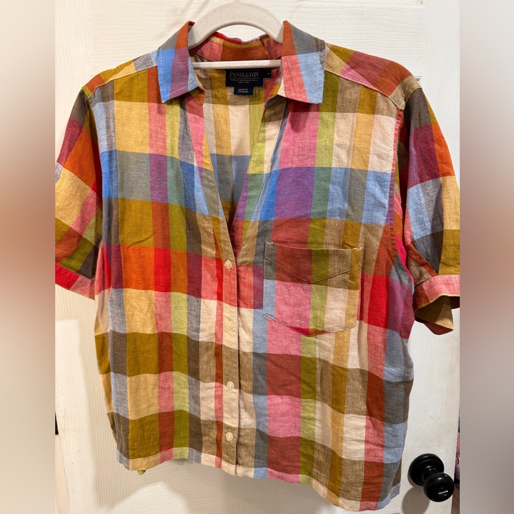Pendleton Ladies Vibrant Plaid Button Down Shirt